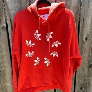 Men's Adidas Red 3-Stripe Logo Sweatshirt M Crew Cotton Heavy Soccer Sports Fall